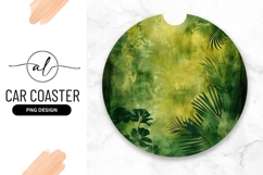 Tropical Green Palm Leaves Round Car Coaster Product Image 1