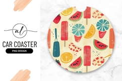 Summer Fruit Popsicles Round Car Coaster Png Product Image 1