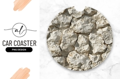 White Rough Stone Wall Round Car Coaster Product Image 1