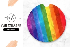 Round Rainbow Grunge Pride Round Car Coaster Png Product Image 1