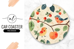 Birds On Branch With Apples Round Design Product Image 1