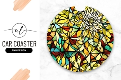 Abstract Flower Stained Glass Round Car Coaster Product Image 1