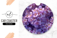 Purple Floral Round Car Coaster Png Product Image 1