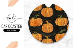Watercolor Pumpkins Round Car Coaster Png Design Product Image 1