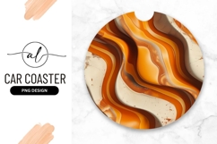 Abstract Orange And Beige Round Car Coaster Product Image 1