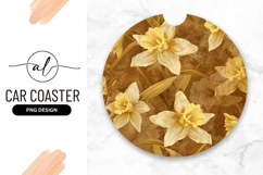Golden Daffodils Circular Round Car Coaster Png Product Image 1