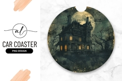 Spooky Haunted House Full Moon Round Design Product Image 1