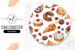 Assorted Pastries With Berries Round Car Coaster Product Image 1