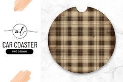 Brown Vintage Plaid Pattern Round Car Coaster Product Image 1