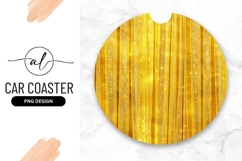 Shiny Golden Vertical Stripes Round Car Coaster Product Image 1