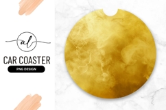 Golden Ink Cloud Round Car Coaster Png Product Image 1