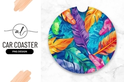 Colorful Feathers On Blue Round Background Product Image 1