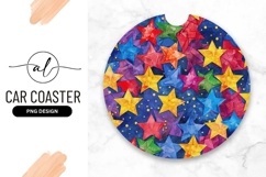 Colorful Starry Night Round Car Coaster Png Product Image 1