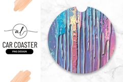 Iridescent Liquid Drips Round Car Coaster Png Product Image 1