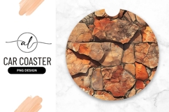 Reddish Rock Stone Wall Round Car Coaster Product Image 1