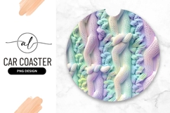 Pastel Knitted Texture Abstract Round Car Coaster Product Image 1