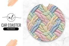 Pastel Woven Pattern Round Car Coaster Png Product Image 1