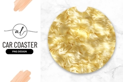 Yellow Fur Texture Round Car Coaster Png Product Image 1