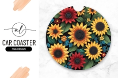 Colorful Sunflower Floral Arrangement For Car Coaster Product Image 1
