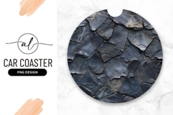 Dark Slate Stone Texture Round Car Coaster Product Image 1
