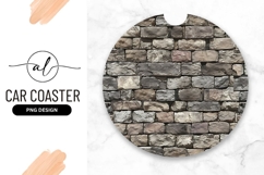 Stone Brick Wall Round Car Coaster Png Product Image 1