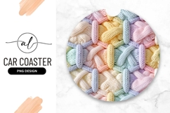 Pastel Knitted Fabric Texture Round Car Coaster Product Image 1