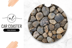 Round River Rocks Background For Car Coaster Product Image 1