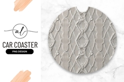 White Knitted Fabric Pattern Round Car Coaster Product Image 1