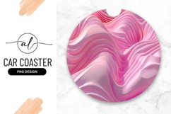 Pink Abstract Waves Round Car Coaster Png Product Image 1