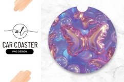 Iridescent Butterfly Balloons Round Car Coaster Png Product Image 1