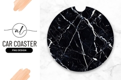 Black Marble Texture Round Car Coaster Png Product Image 1