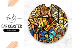 Lion Stained Glass Round Car Coaster Png Product Image 1