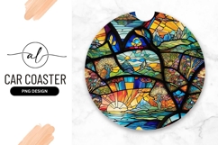 Colorful Round Stained Glass Nature Design Product Image 1