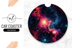 Colorful Nebula In Round Car Coaster Png Product Image 1