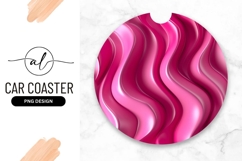 Pink Abstract Waves Round Car Coaster Png Product Image 1