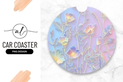Pastel Floral Round Car Coaster Png Product Image 1