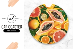 Tropical fruit round car coaster png design Product Image 1