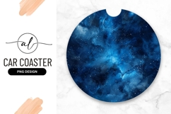 Round car coaster png design celestial blue nebula Product Image 1