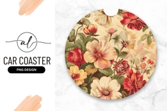 Round floral car coaster png design Product Image 1