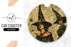 Enchanting witches round car coaster png design Product Image 1