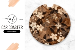 Round car coaster with floral design Product Image 1