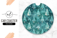 Christmas tree pattern round car coaster Product Image 1