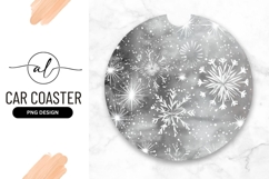 Winter snowflake round car coaster png design Product Image 1
