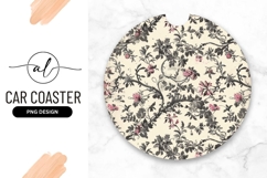 Round car coaster with floral design Product Image 1