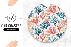 Round car coaster with coral design Product Image 1