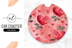 Round car coaster with heart pattern design Product Image 1