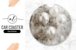 Round car coaster with balloon design Product Image 1