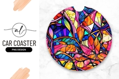 Colorful Abstract Pattern Round Car Coaster Png Product Image 1
