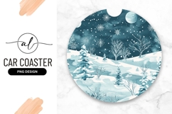 Winter wonderland round car coaster png design Product Image 1