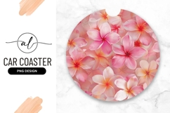Round car coaster with tropical floral design Product Image 1